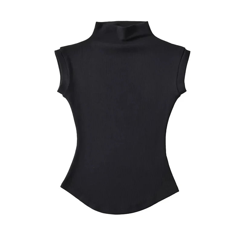 Turtleneck Sleeveless Tee – Trendy Everyday Wear
