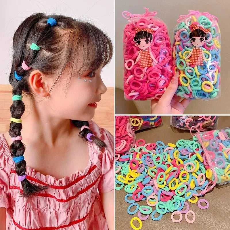 200PCS Colorful Nylon Hair Bands – Elastic Ponytail Holders