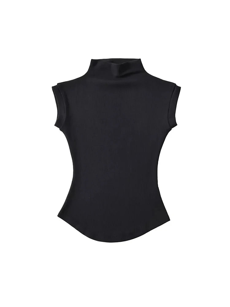 Turtleneck Sleeveless Tee – Trendy Everyday Wear
