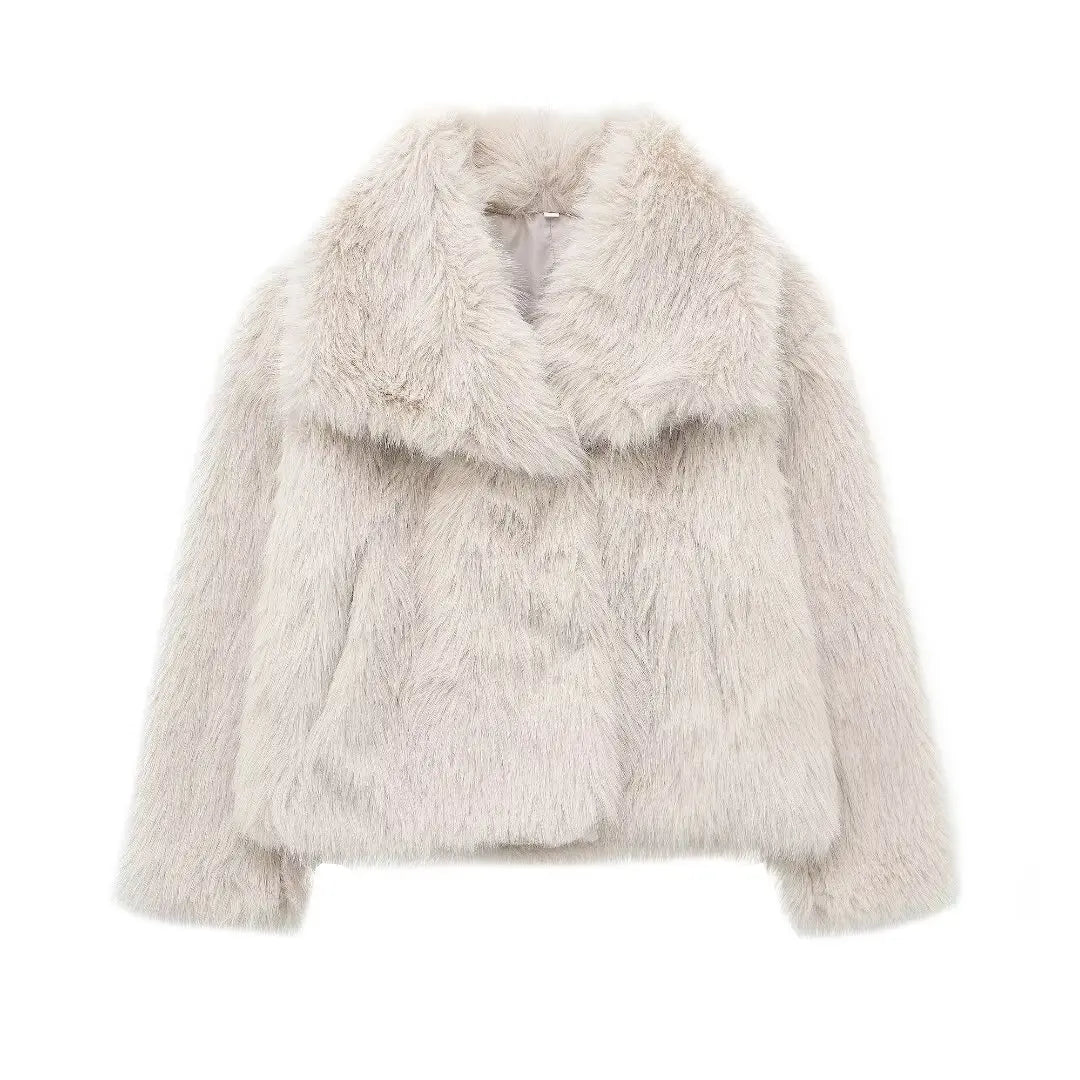 Women’s Cropped Faux Fur Jacket – Chic & Warm