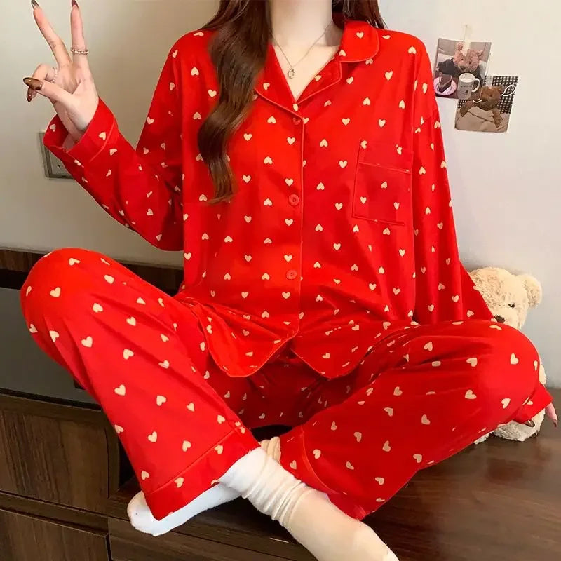 Cute Printed Long Sleeve Pajama Set