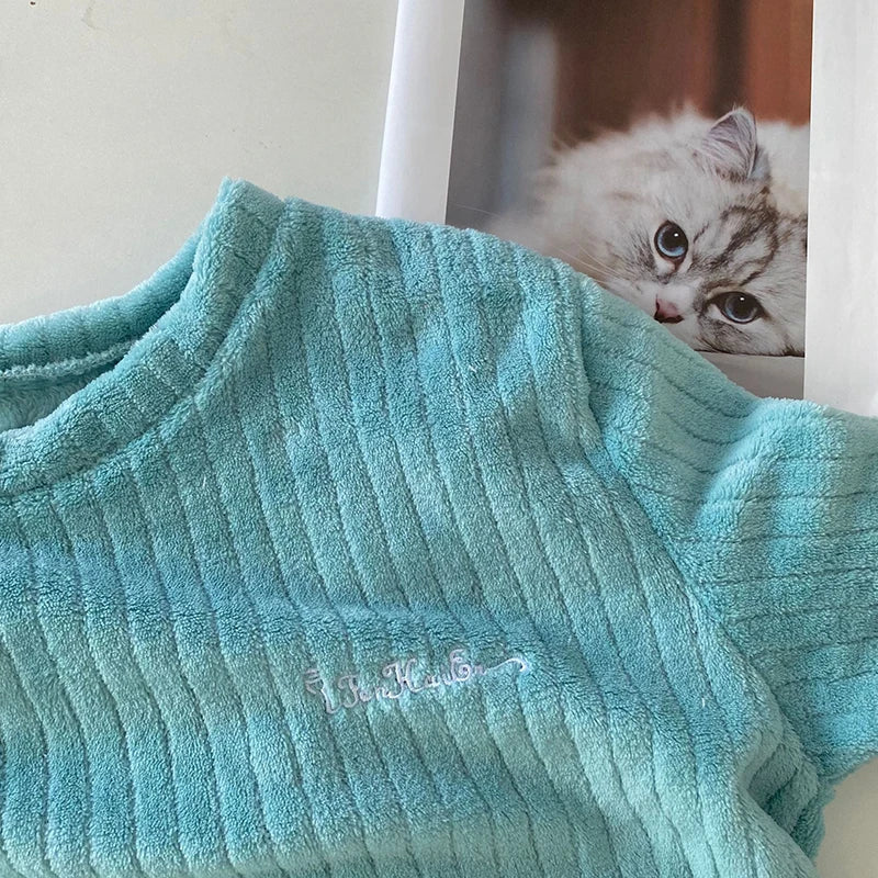 Thick Ribbed Fleece Pajama Set