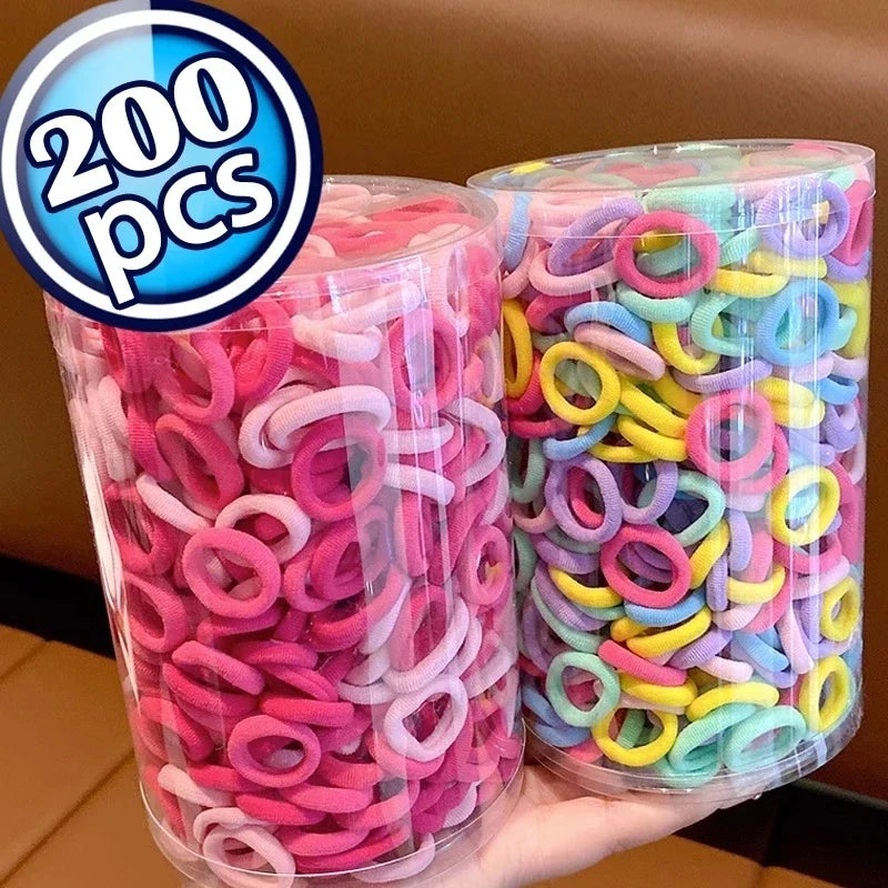 200PCS Colorful Nylon Hair Bands – Elastic Ponytail Holders