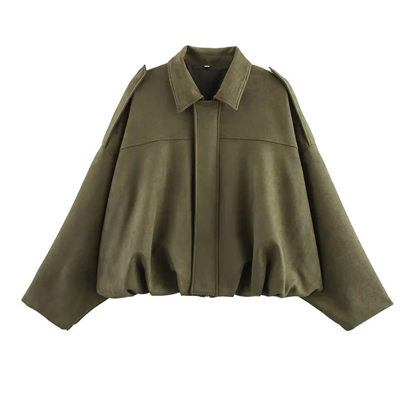 Fashion Turn-Down Collar Bomber Jacket