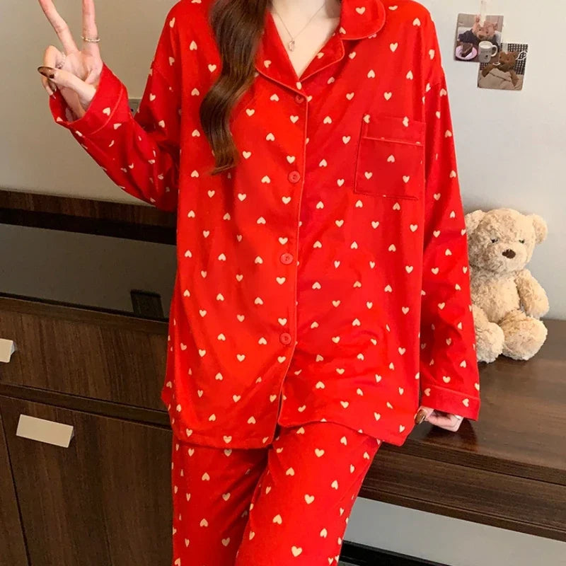 Cute Printed Long Sleeve Pajama Set