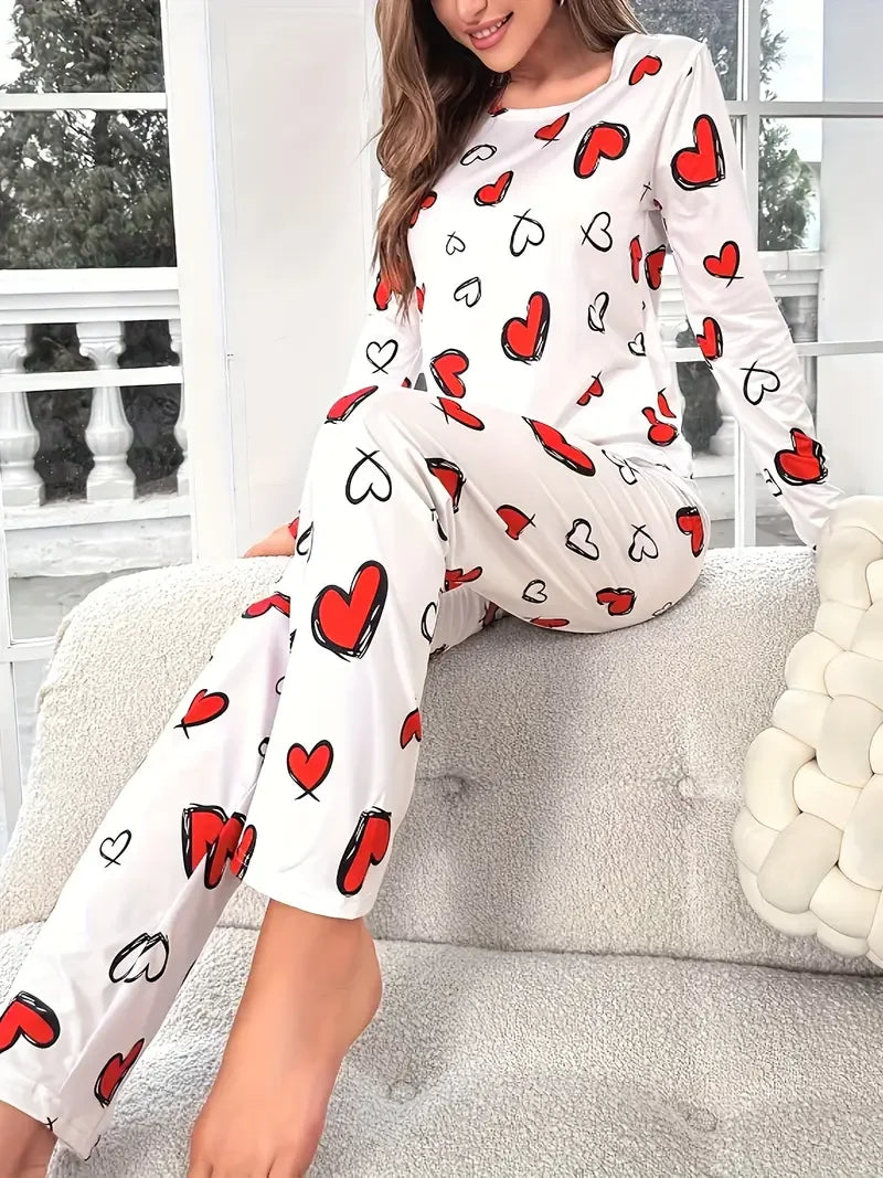 Valentine Heart Knit Pajama Set ❤️