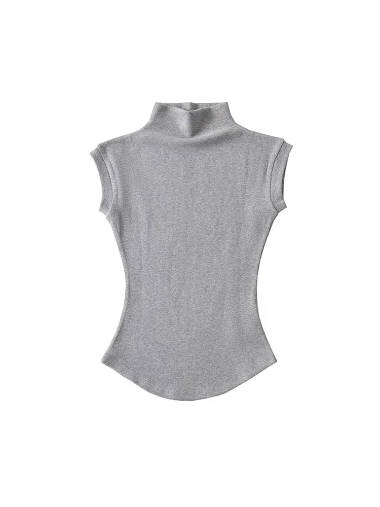 Turtleneck Sleeveless Tee – Trendy Everyday Wear