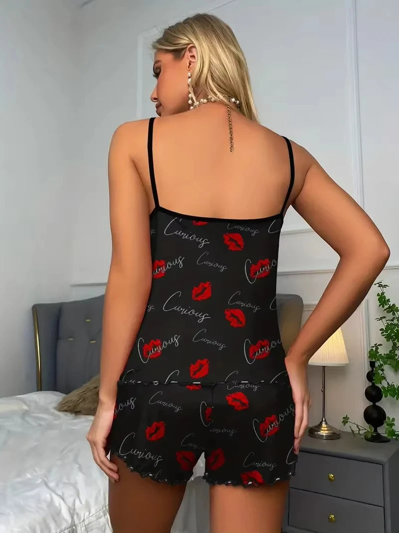 Valentine Red Lip Summer Pajama Set