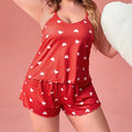 Plus-Size XL-5XL Sexy Printed Spaghetti Strap Pajama Set