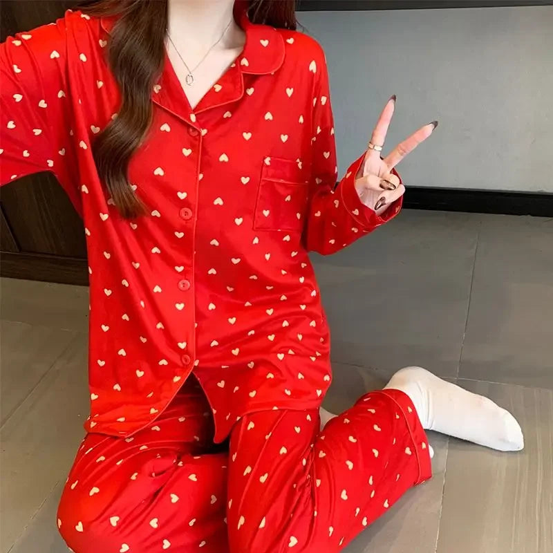 Cute Printed Long Sleeve Pajama Set
