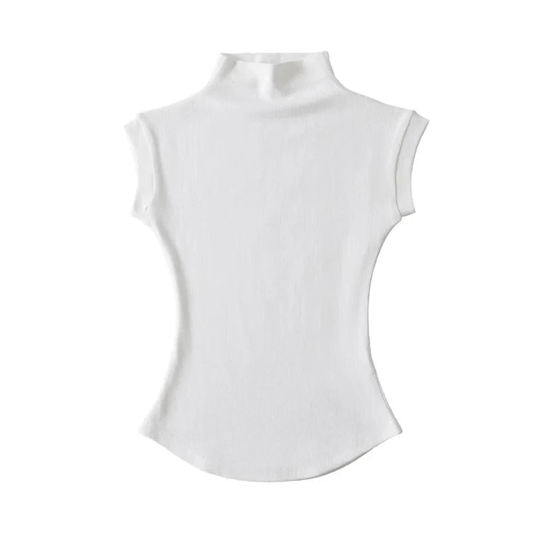 Turtleneck Sleeveless Tee – Trendy Everyday Wear