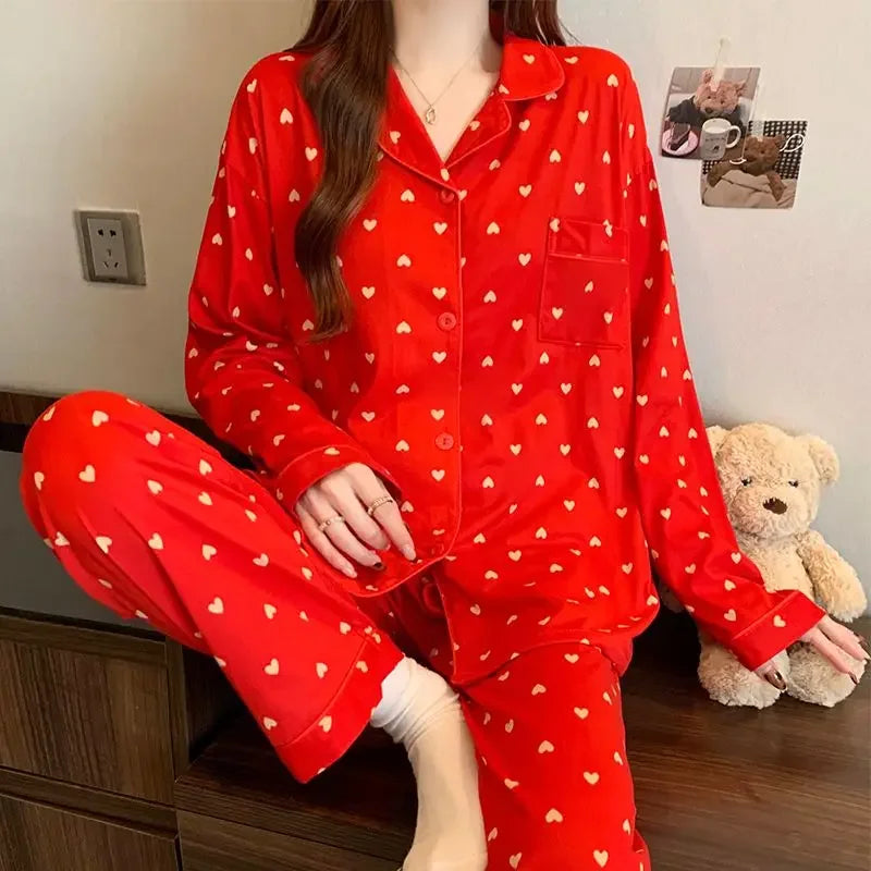 Cute Printed Long Sleeve Pajama Set