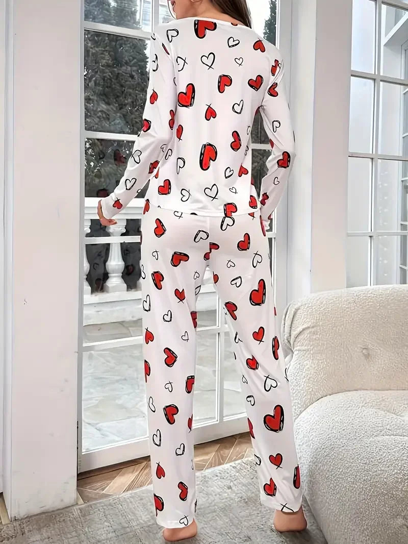 Valentine Heart Knit Pajama Set ❤️