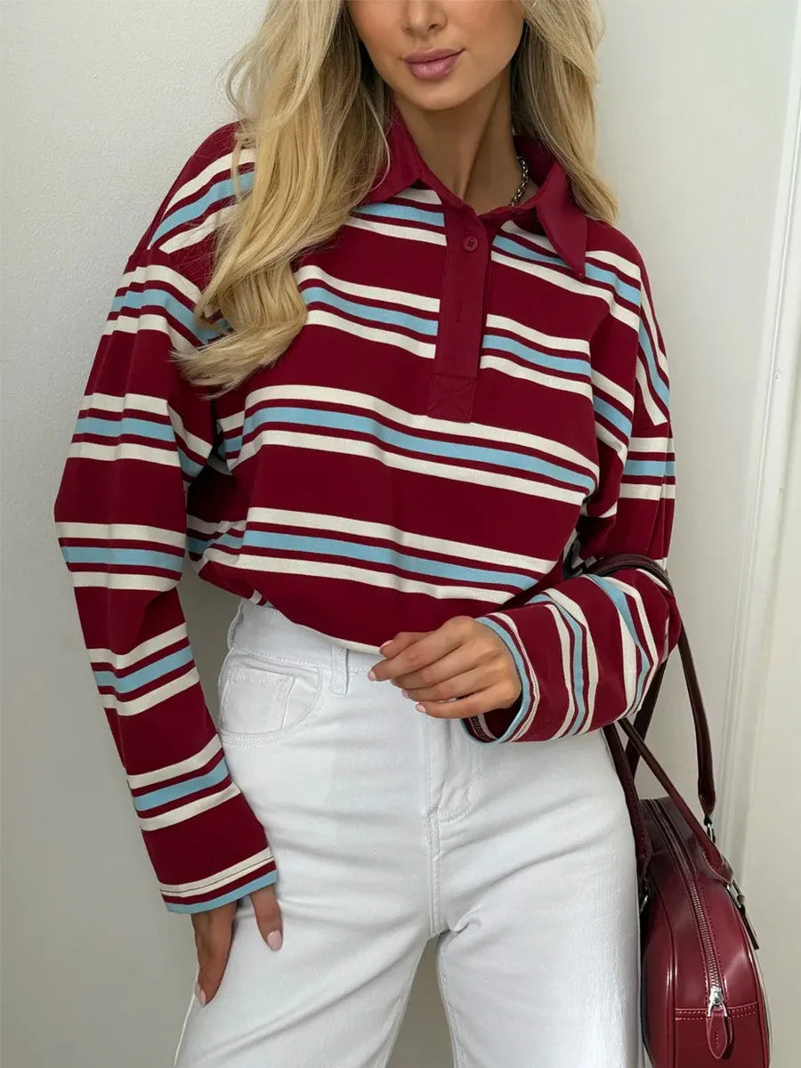 Casual Autumn Striped Long Sleeve T-Shirt