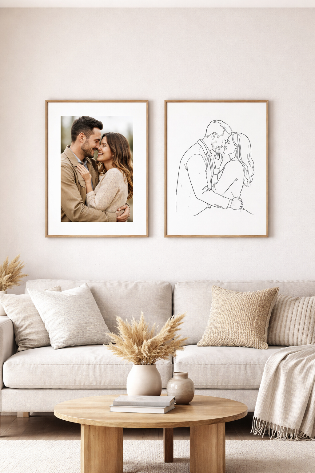 Custom Hand-Drawn Digital Portrait - Minimalist Line Art Gift